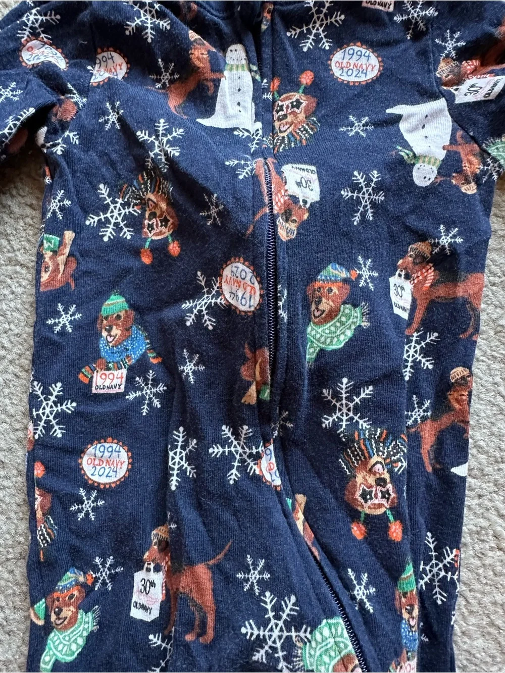 Old Navy lot of 7 footed two way zip closure sleeper footed Christmas pajamas